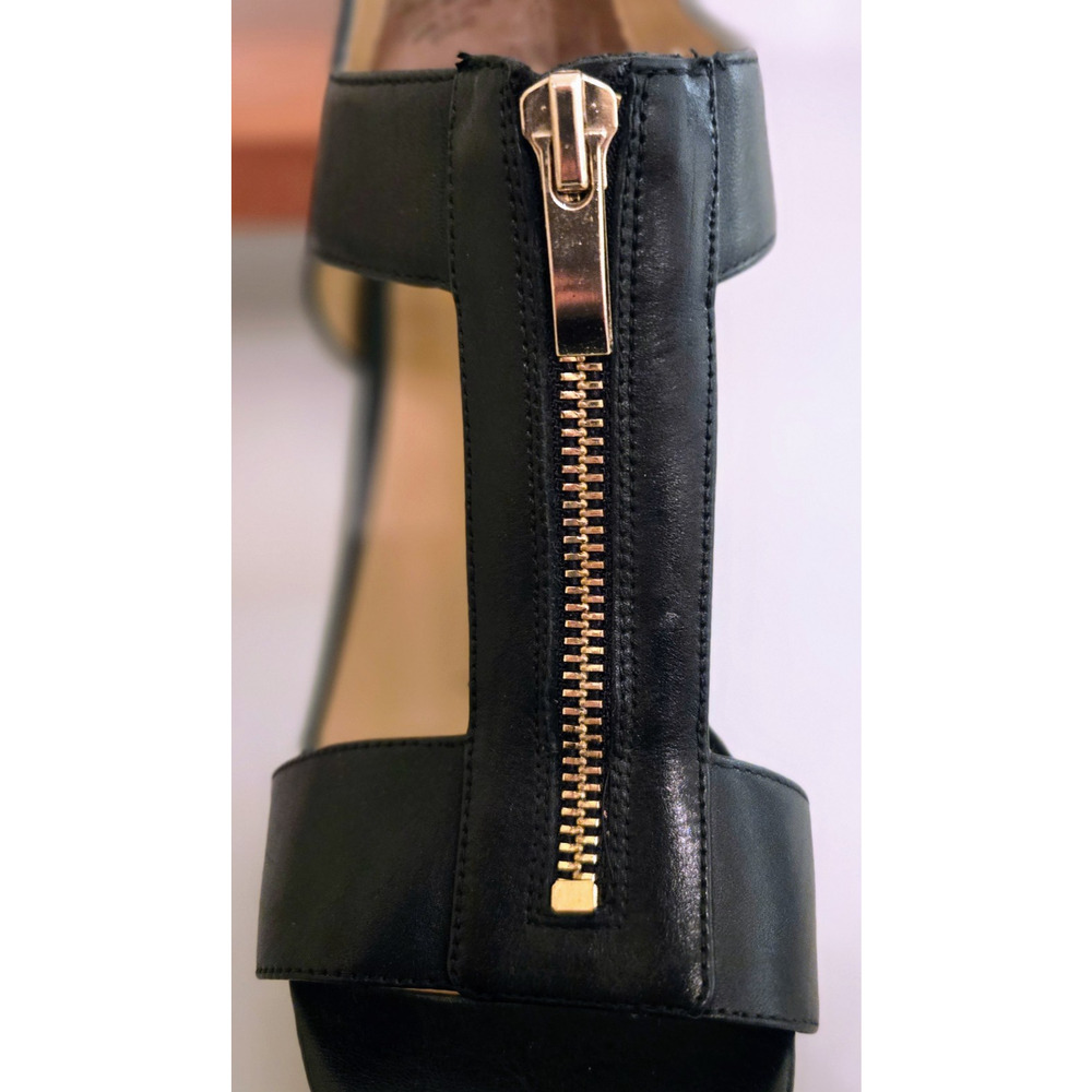 Franco Sarto Black Leather Open Toe Zip Up Sandals, Women’s Size 7.5 4” Heel - Picture 8 of 11